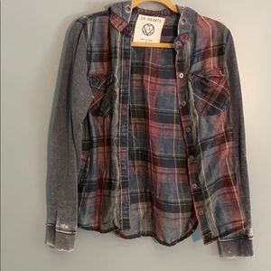 LA Hearts flannel hoodie. Size s.